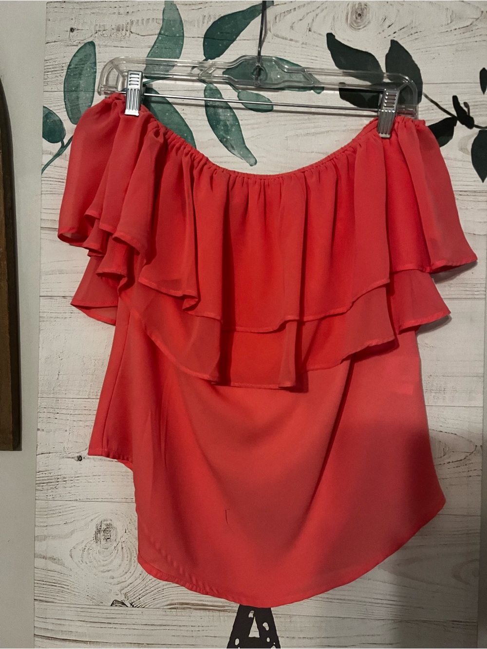 New York & Company Coral Ruffled Off-Shoulder Camisole